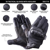3S Tactical Leather Police Hard Knuckle With Kevlar® - Padded Glove - 3SG -T15