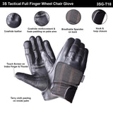 3S Tactical Leather Full Finger Wheel Chair Glove