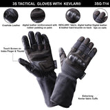 3S Tactical Leather Police Hard Knuckle With Kevlar® Padded Glove - 3SG -T14