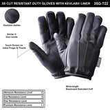 CUT RESISTANT PATROL DUTY POLICE LEATHER GLOVE - WITH KEVLAR ® LINER 3SG-T22