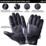 Defender Leather Police Security Padded Gloves With Steel Shot - 3SG-T2
